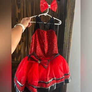 Weissman Red and Black Sequin Kids Dance Costume